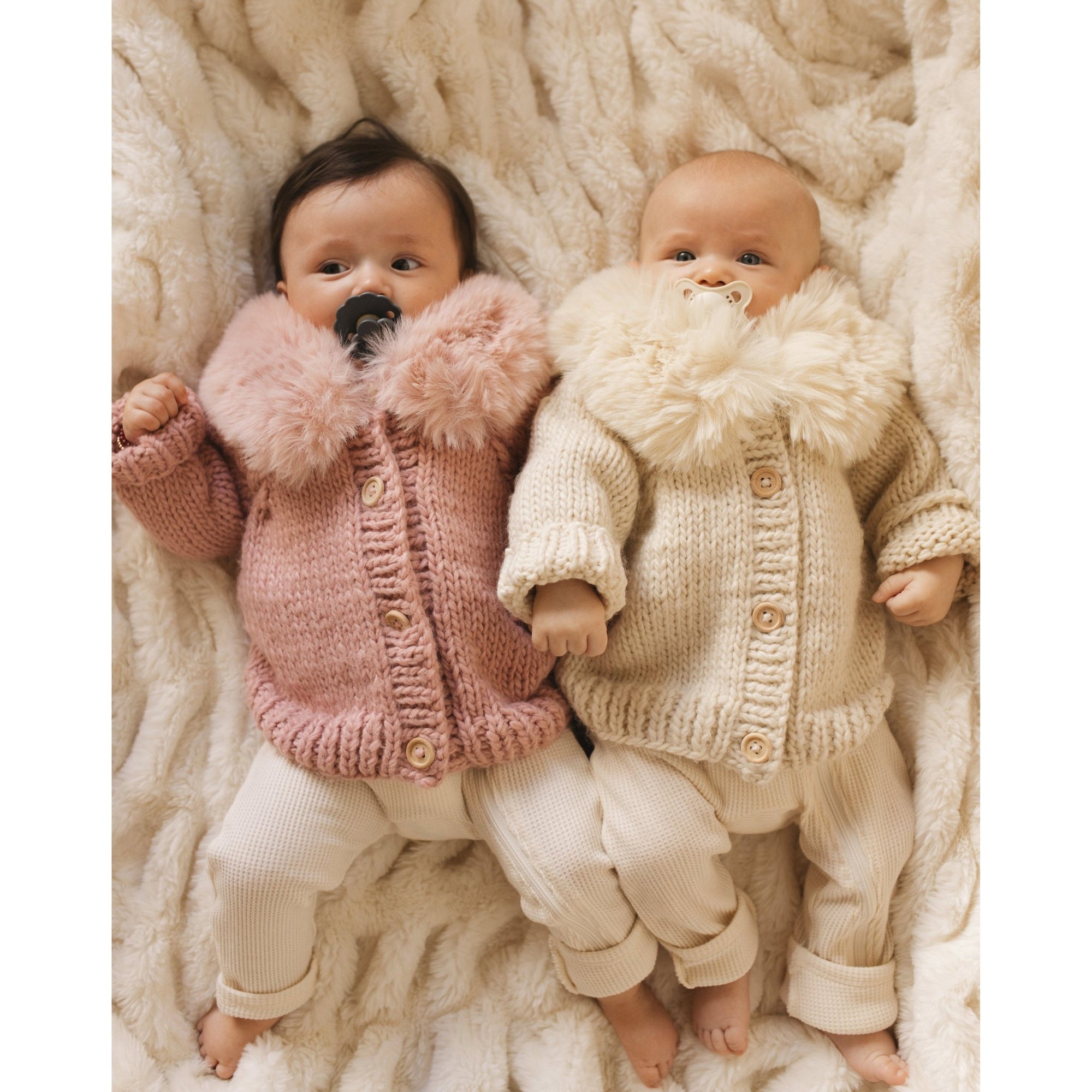 Fur Collar Natural Cardigan Sweater for Baby & Toddler - Sweaters