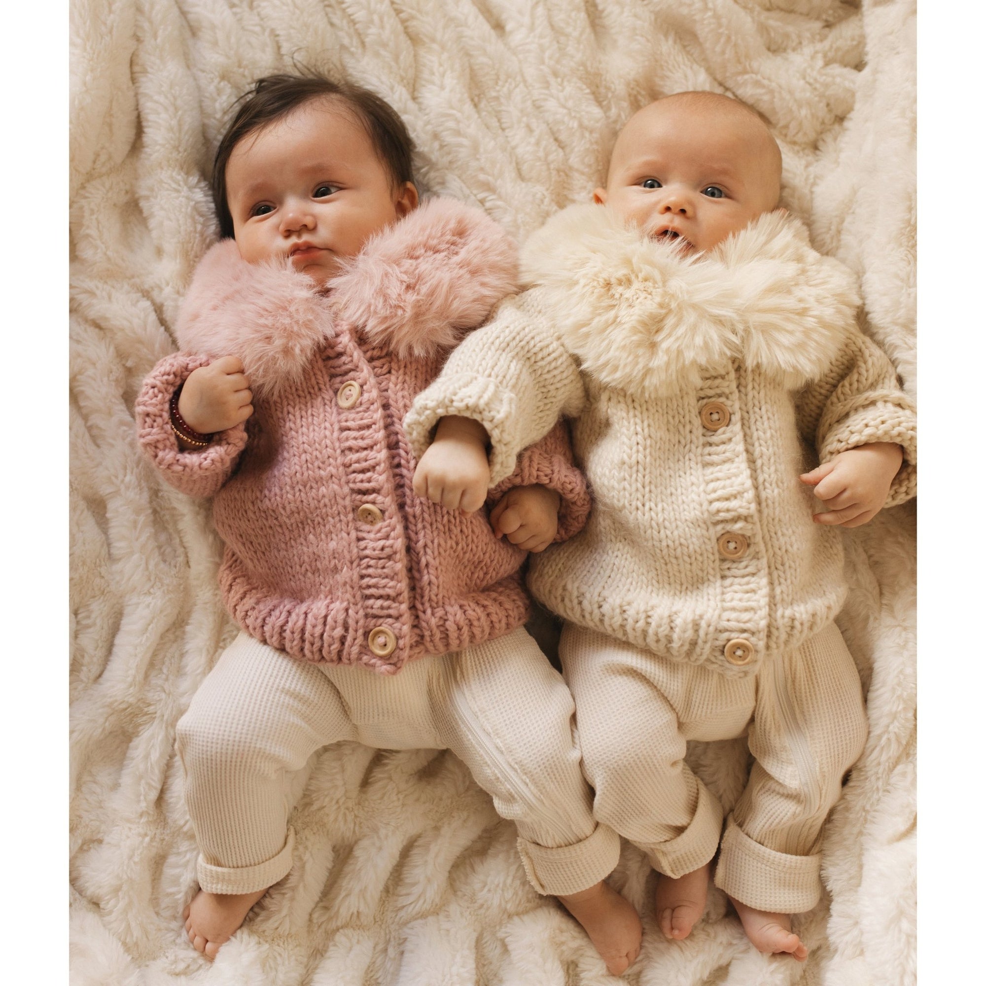 Fur Collar Natural Cardigan Sweater for Baby & Toddler - Sweaters