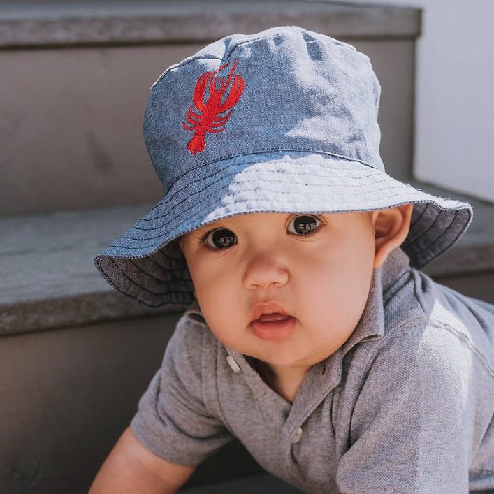 Lobster UPF 25+ Chambray Bucket Hat for Babies and Toddlers - Sunhat