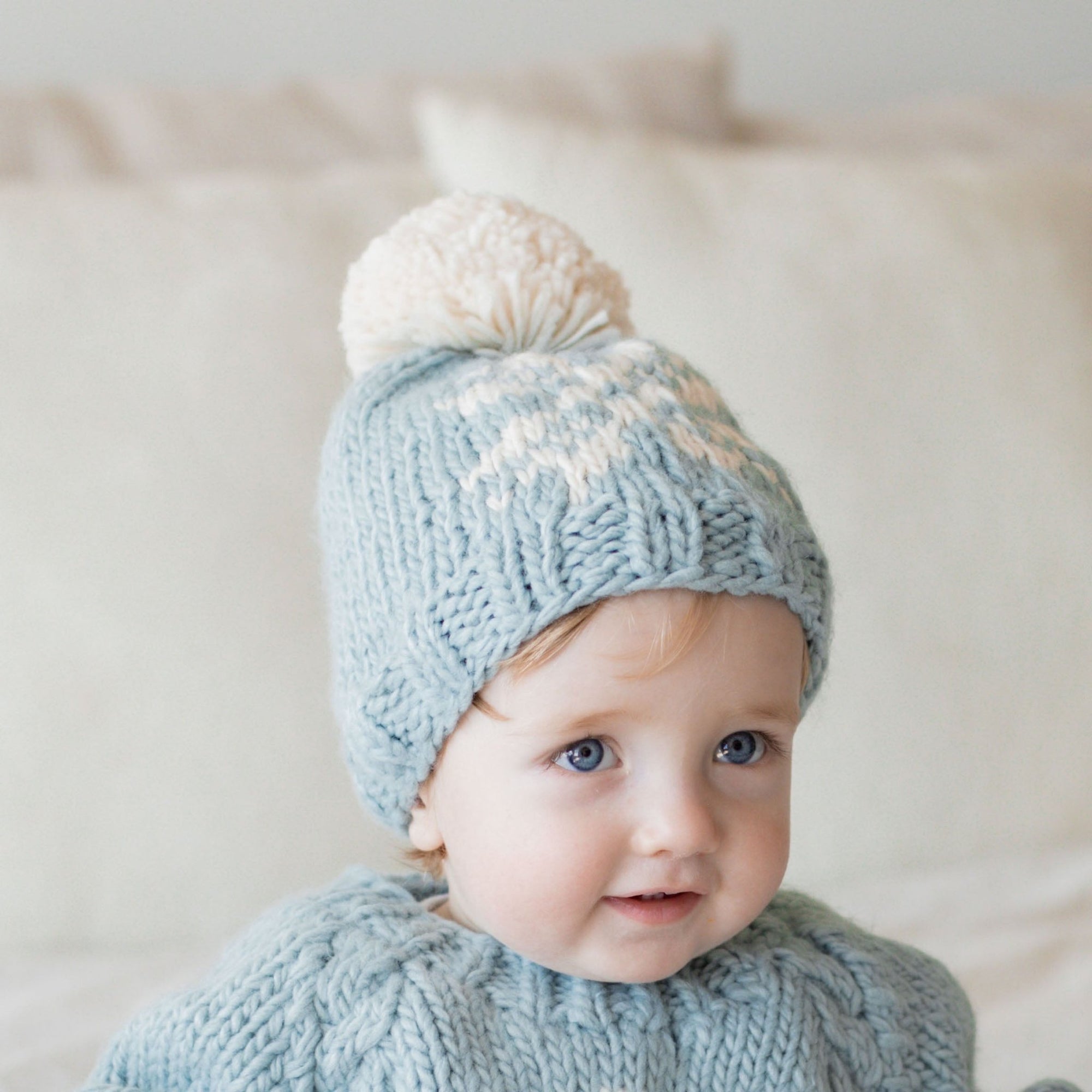 Snowflake Surf Blue Beanie Hat for Baby Kids L 2 6 Years