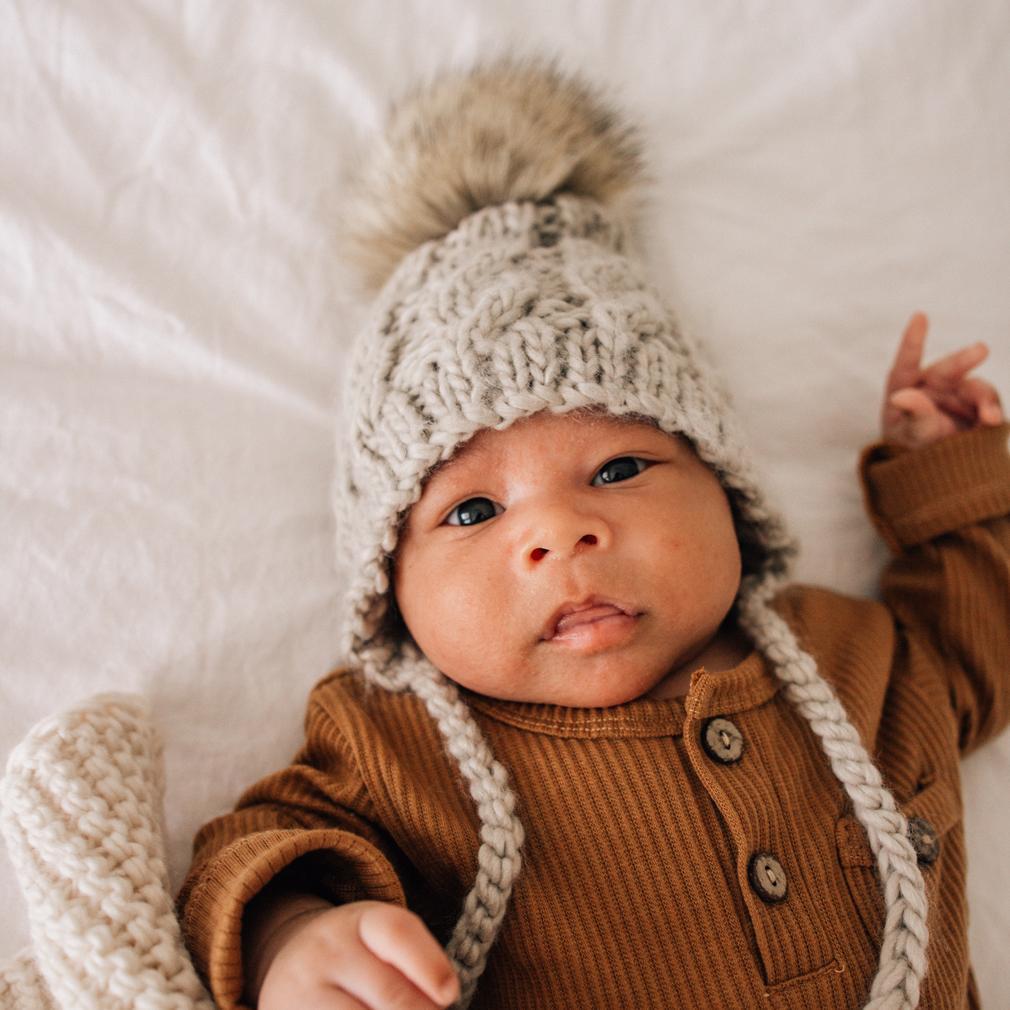 Aspen Oatmeal Cable Knit Bonnet for Babies, Toddlers & Kids