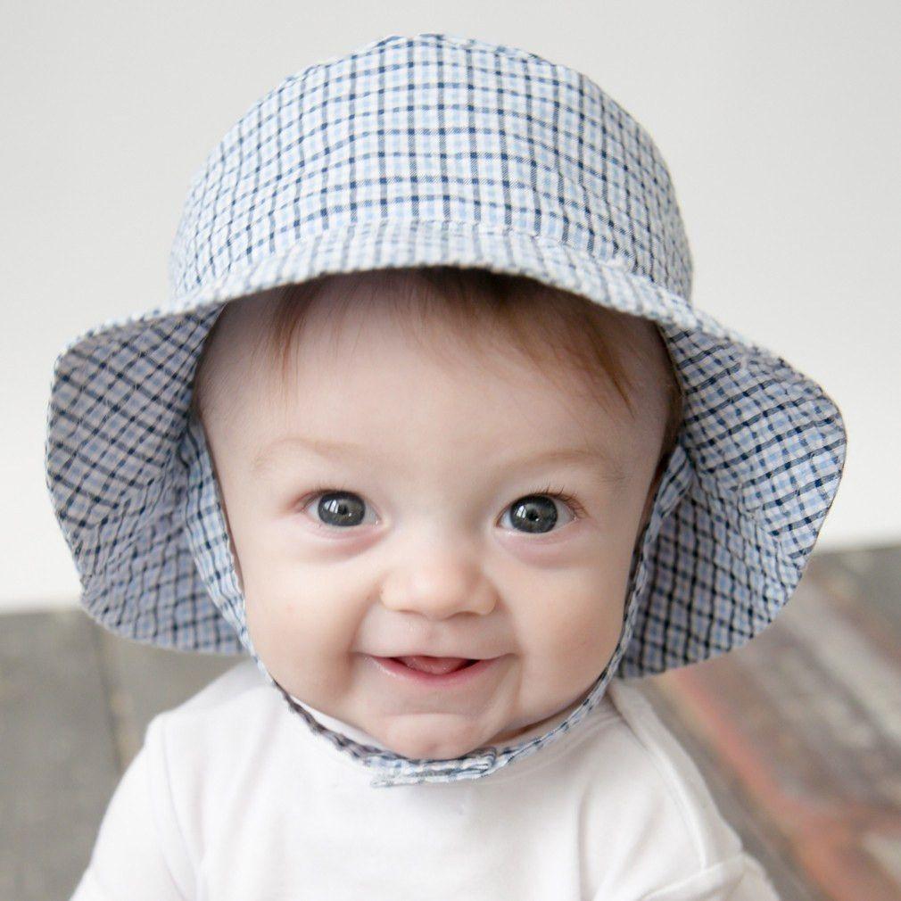 Toddler Kids Bucket Hats Plaid Foldable Sun Hat Summer Cotton Cap Children  Boy