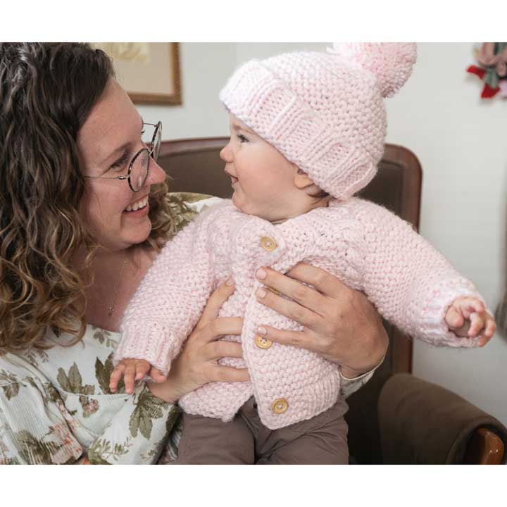 Blush Pink Garter Stitch Cardigan Sweater - Sweaters