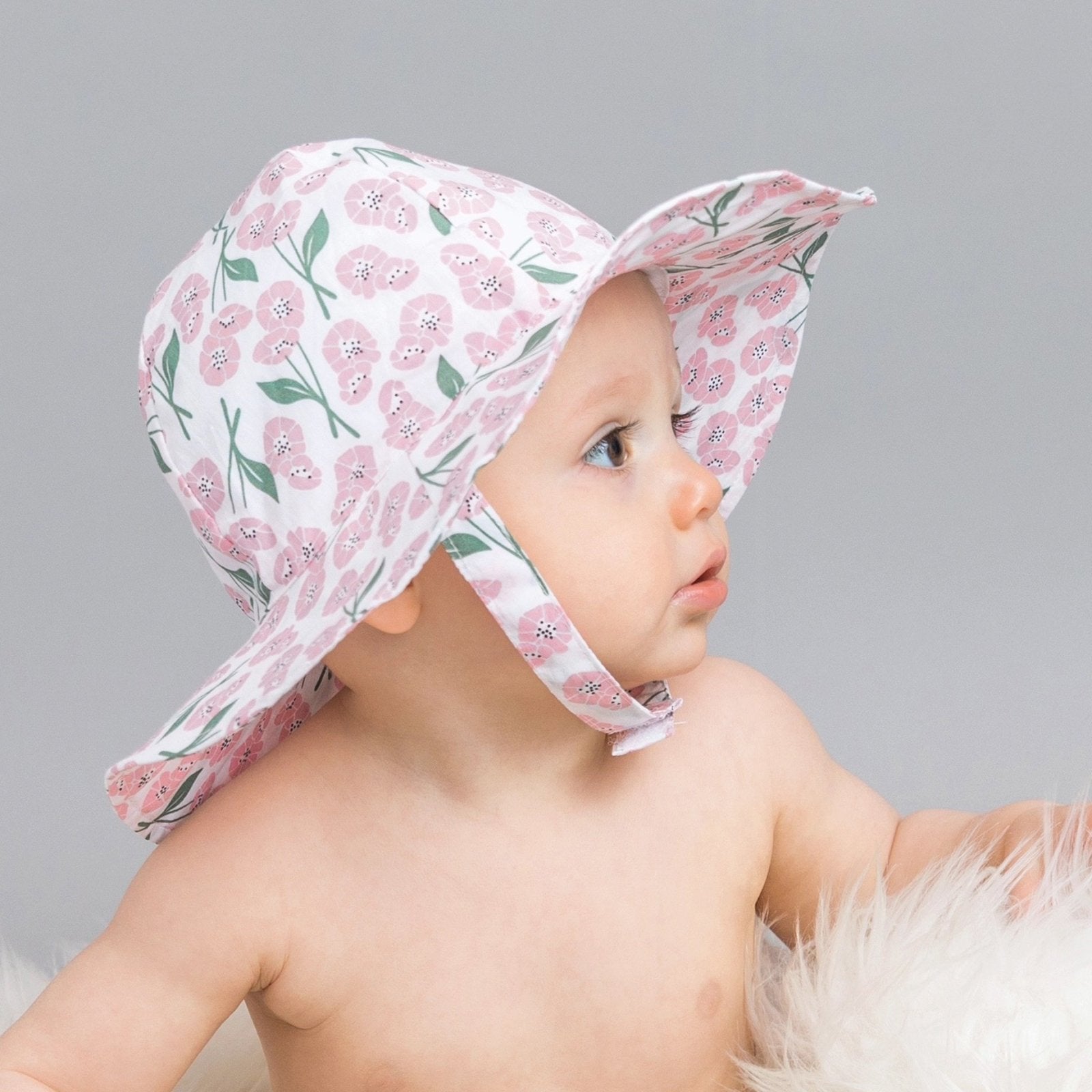 Blush Pink Poppy Sunhat UPF 25+ - Sunhat