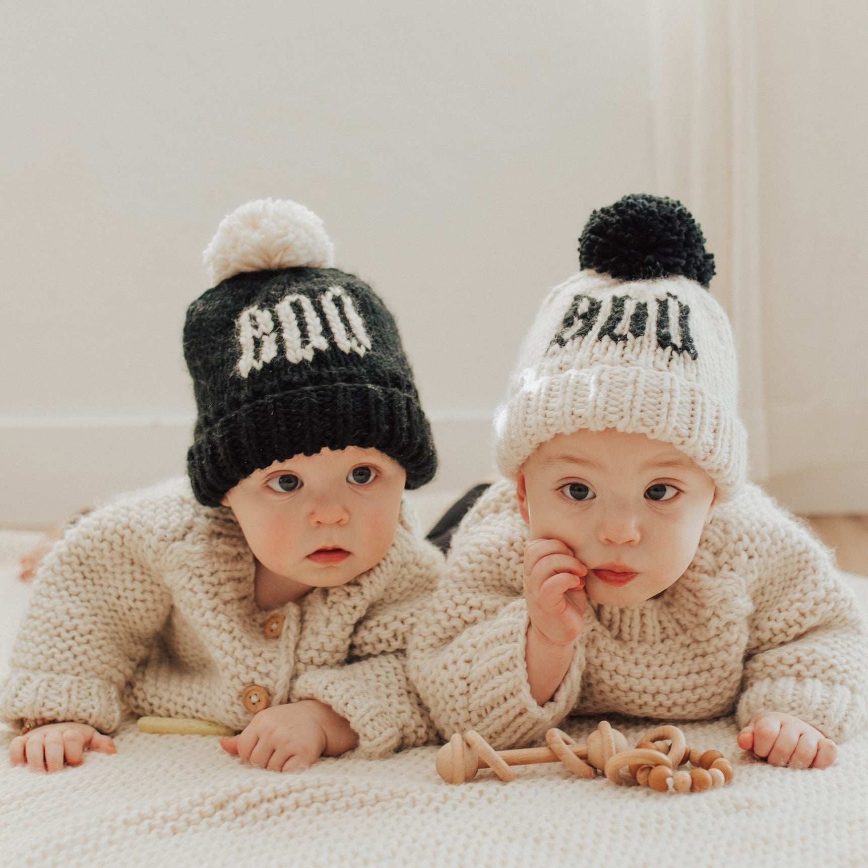 BOO Black Hand Knit Beanie Hat - Beanie Hats