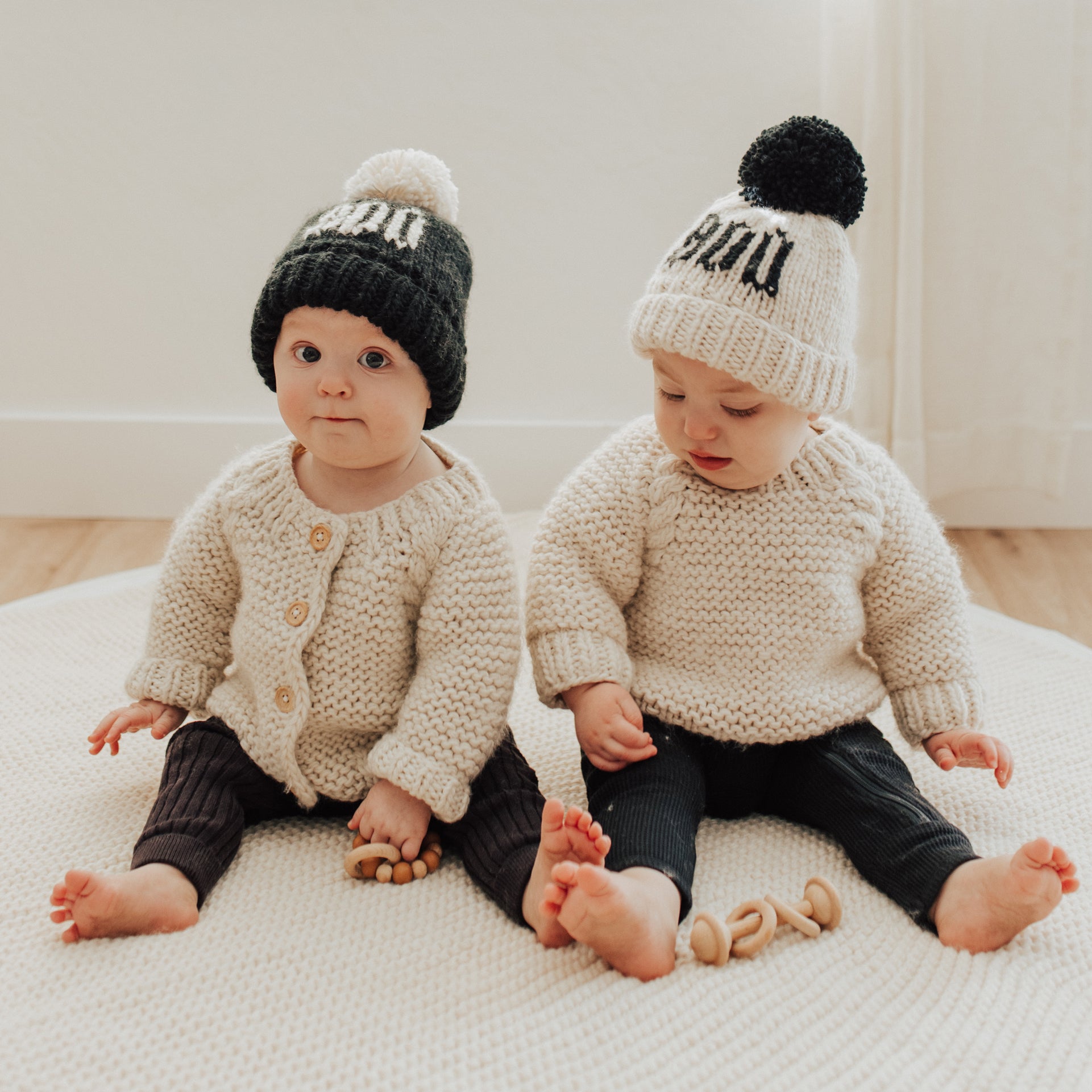 BOO Natural Hand Knit Beanie Hat - Beanie Hats