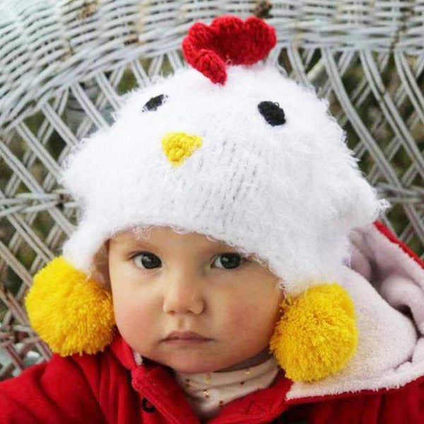 Huggalugs Baby and Toddler Childrens White Chicken Beanie Hat S