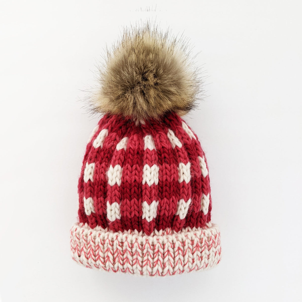 Festive Buffalo Check Pom Pom Beanie Hat - Beanie Hats