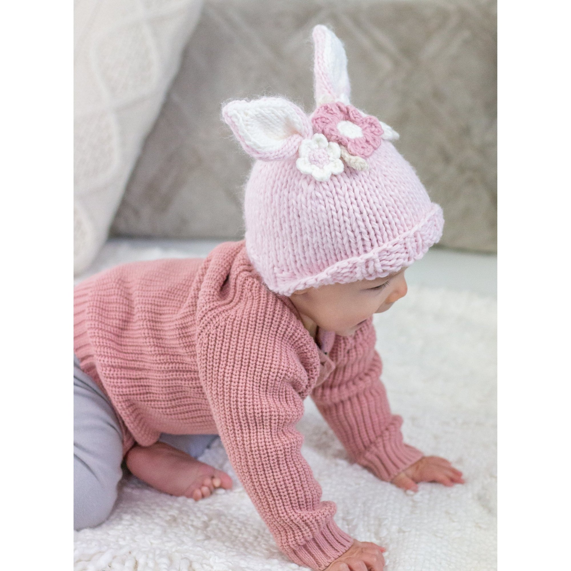 Flower Bunny Beanie Blush Ships 1/1-1/30 - Beanie Hats