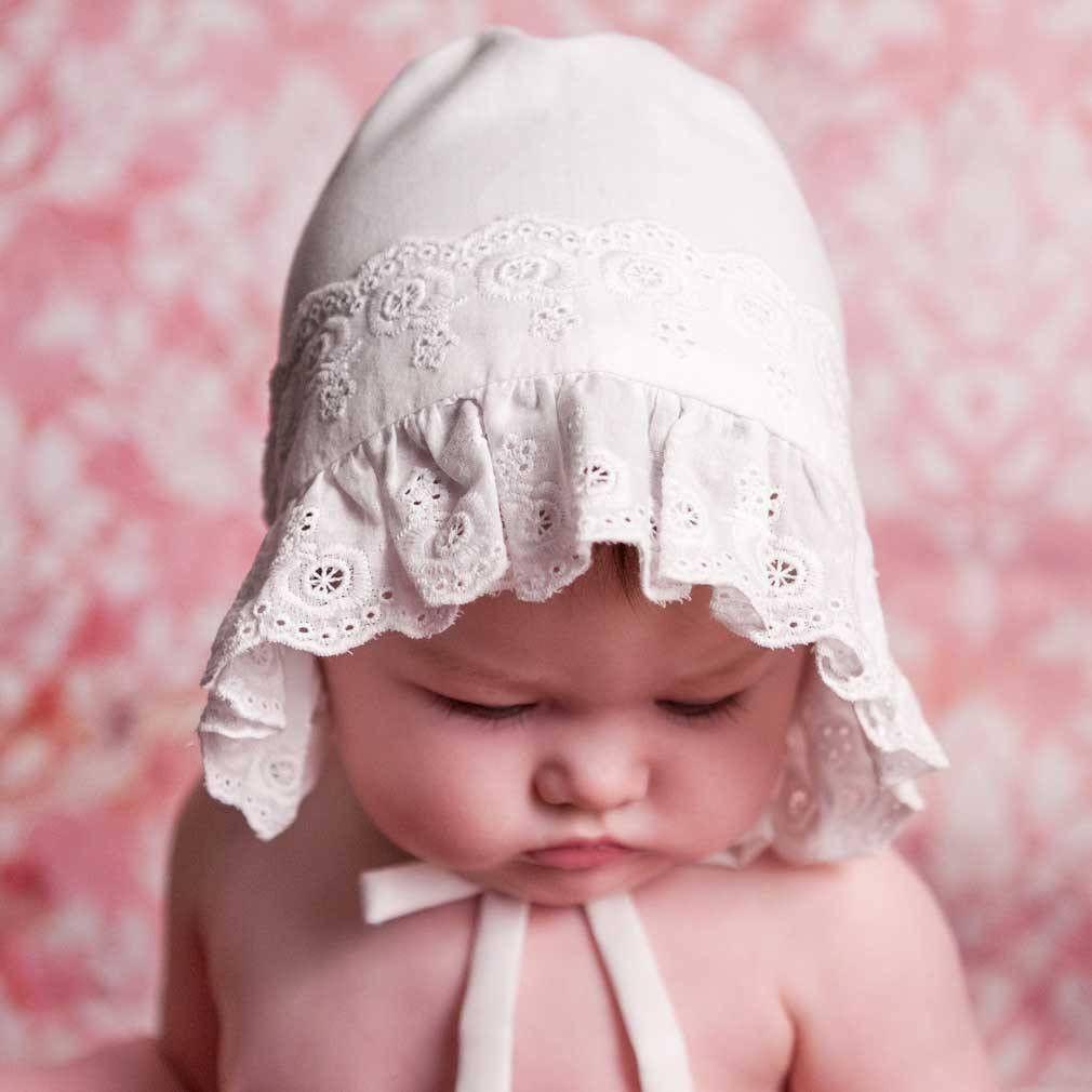 Flower Eyelet Bonnet - bonnets