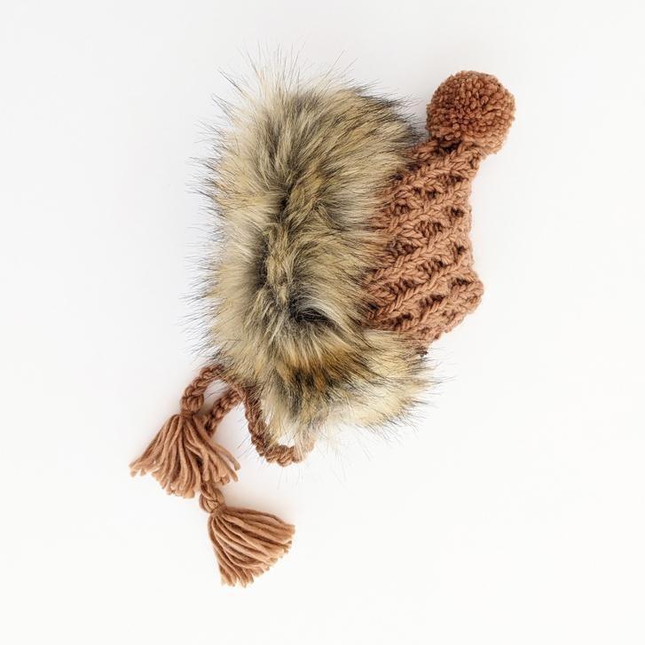 Fur Bonnet in Pecan for Babies, Toddlers &amp; Kids - Beanie Hats