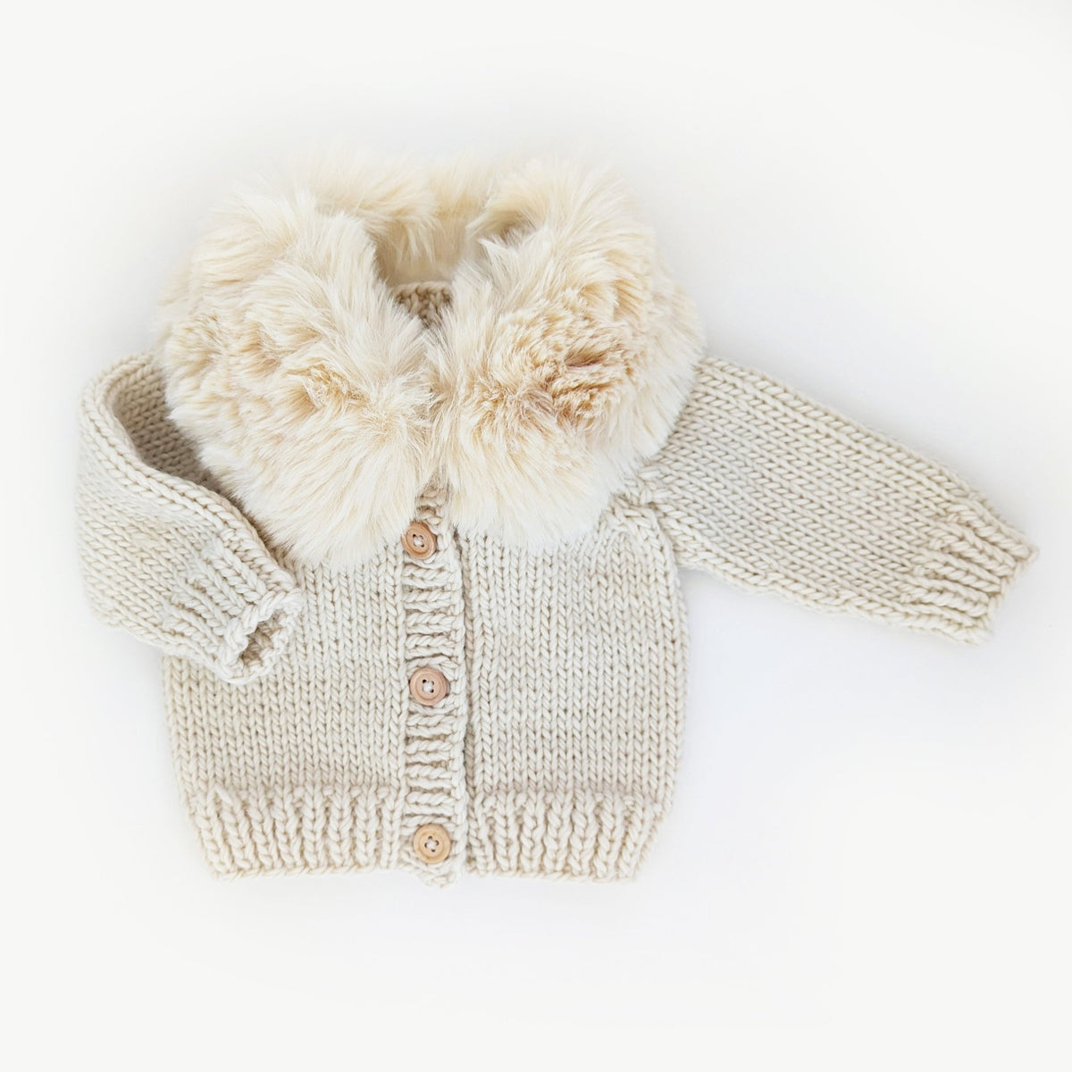 Fur Collar Natural Cardigan Sweater for Baby &amp; Toddler - Sweaters