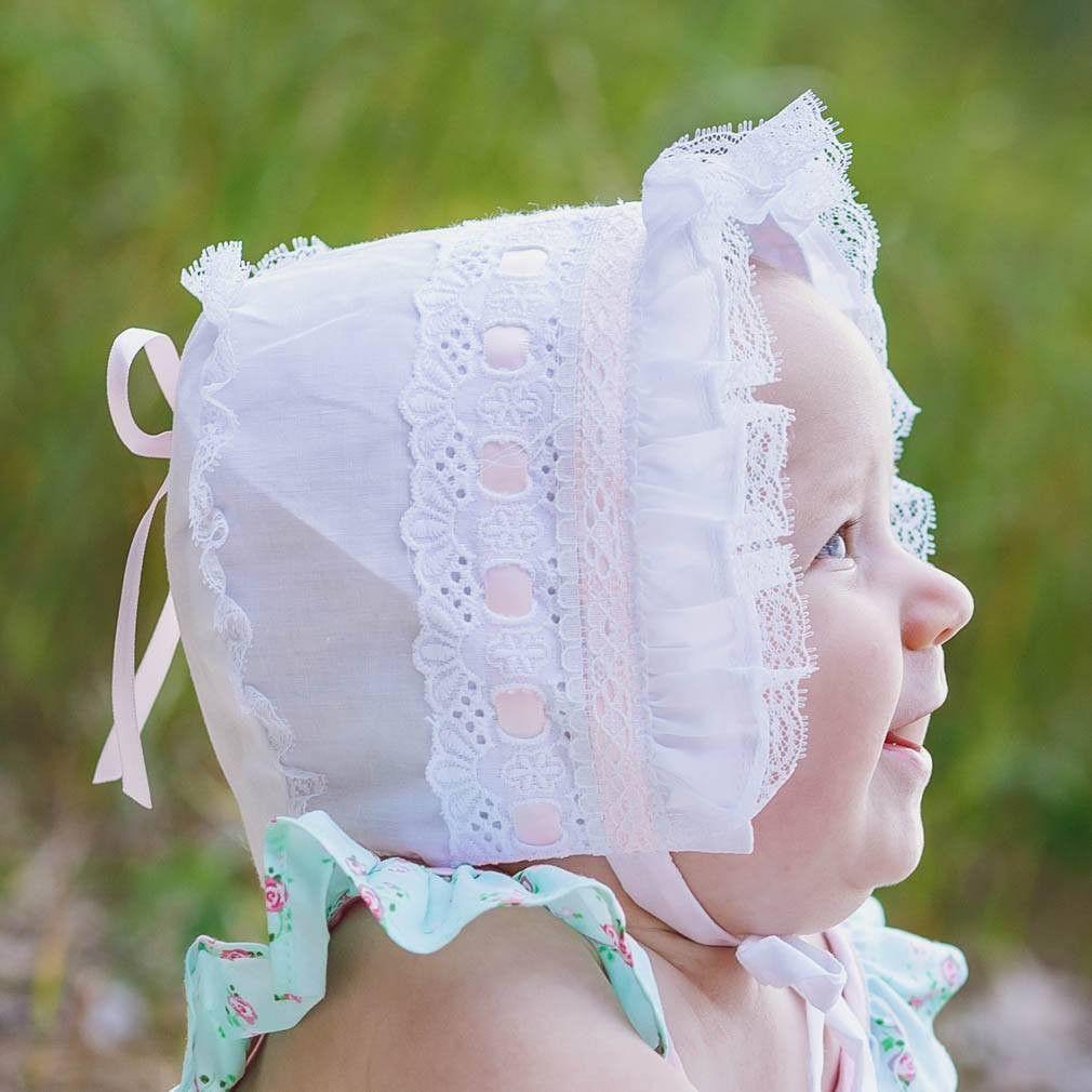 Girls Pink Ribbon Bonnet - bonnets