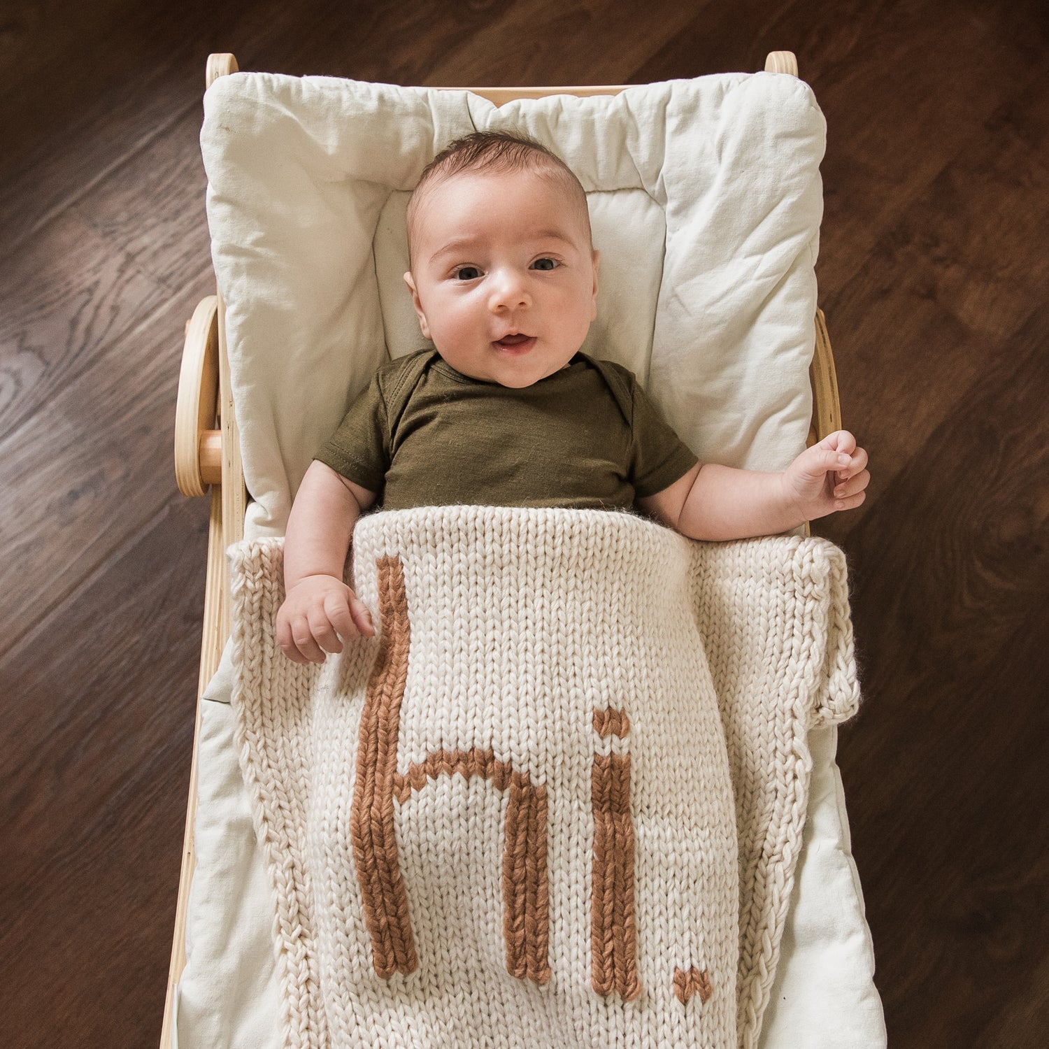 hi. Hand Knit Blanket Pecan - Swaddling & Receiving Blankets