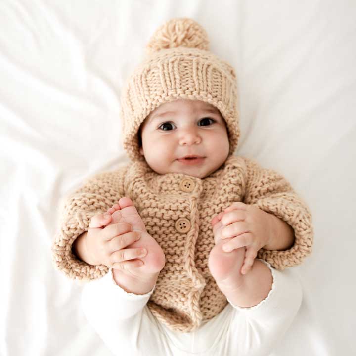 Latte Garter Stitch Beanie Hat for Babies and Toddlers - Beanie Hats