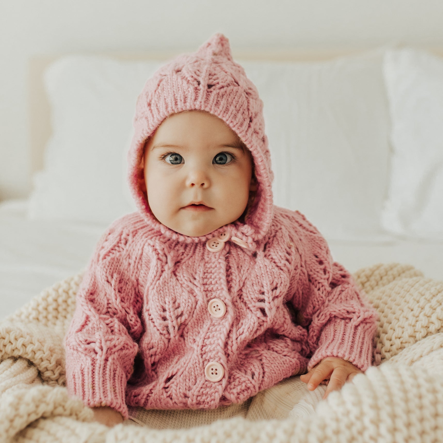 Leaf Lace Bonnet Rosy - Beanie Hats