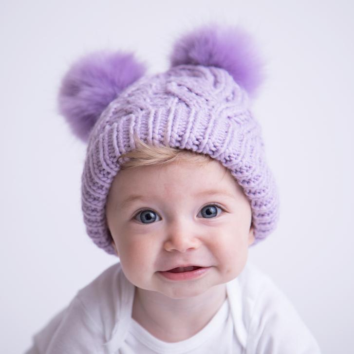 Lilac Fluffer Beanie Hat for Babies, Toddlers & Kids - Huggalugs