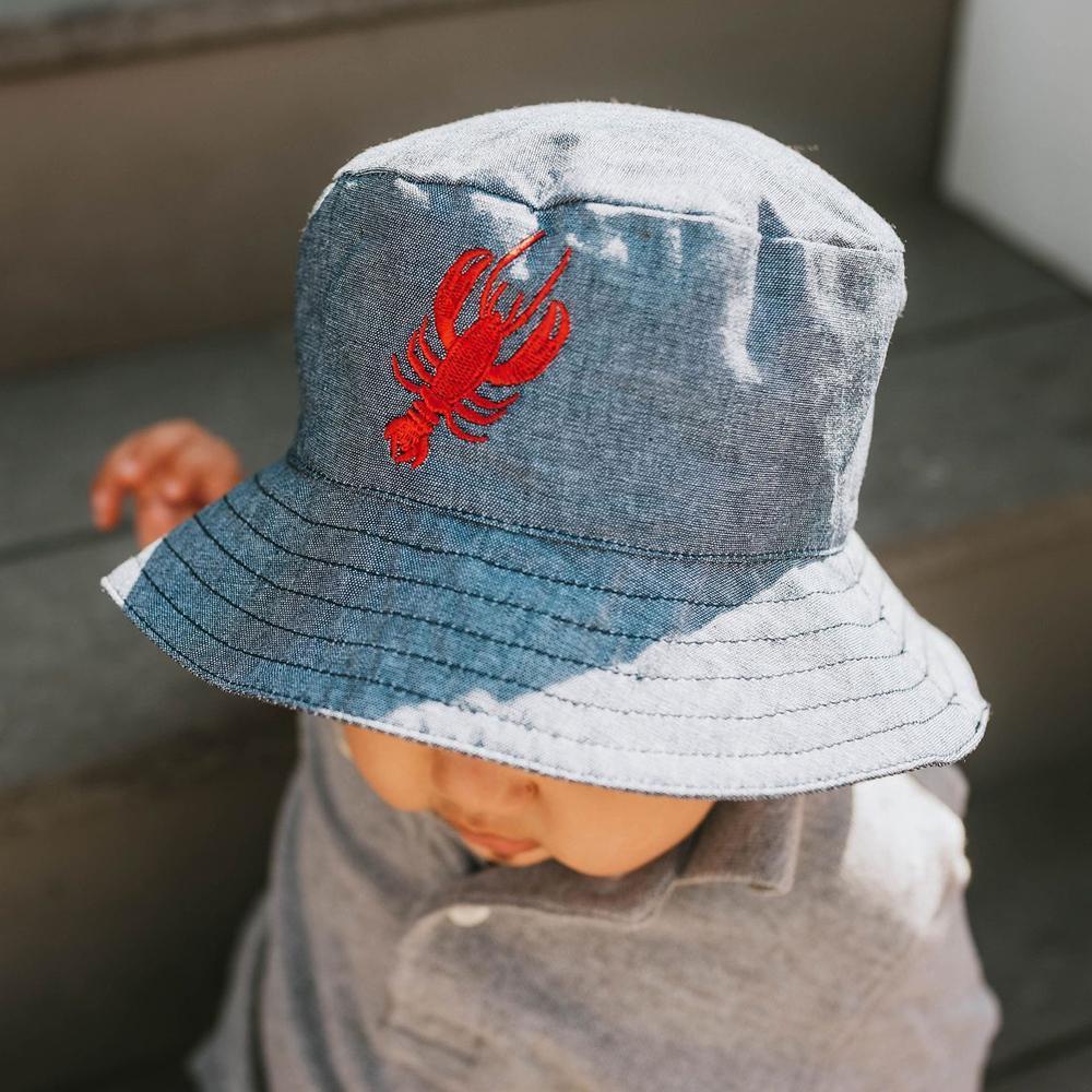 Lobster UPF 25+ Chambray Bucket Hat for Babies and Toddlers - Sunhat