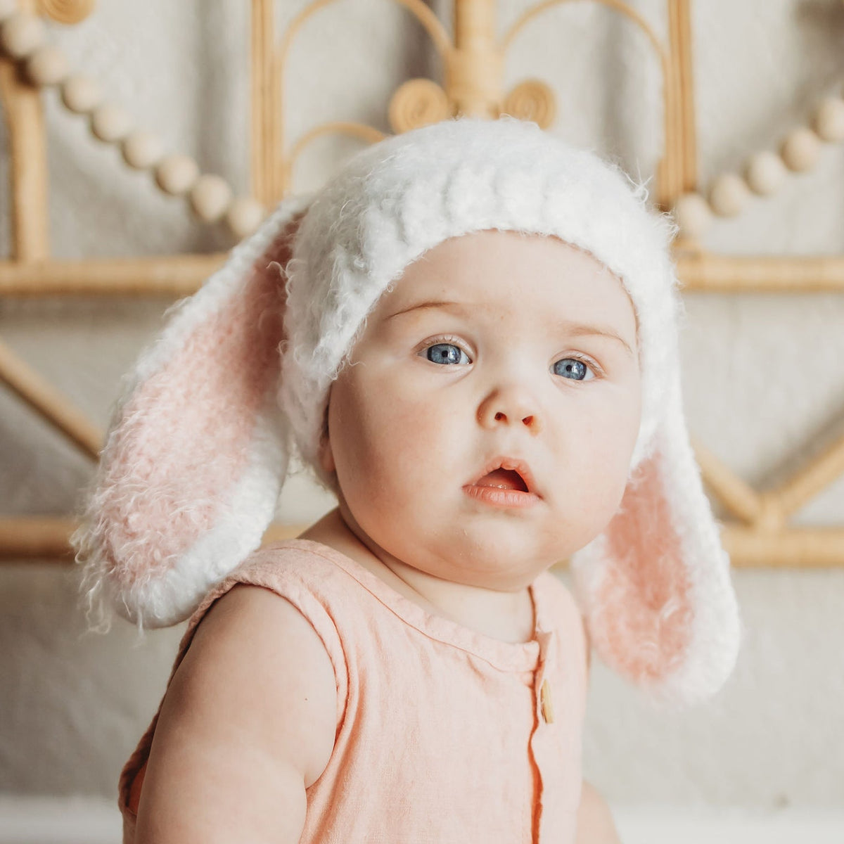 Lop Ear Bunny White Beanie Hat - Beanie Hats