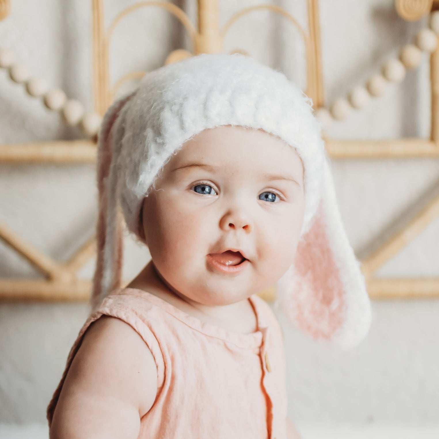 Lop Ear Bunny White Beanie Hat - Beanie Hats