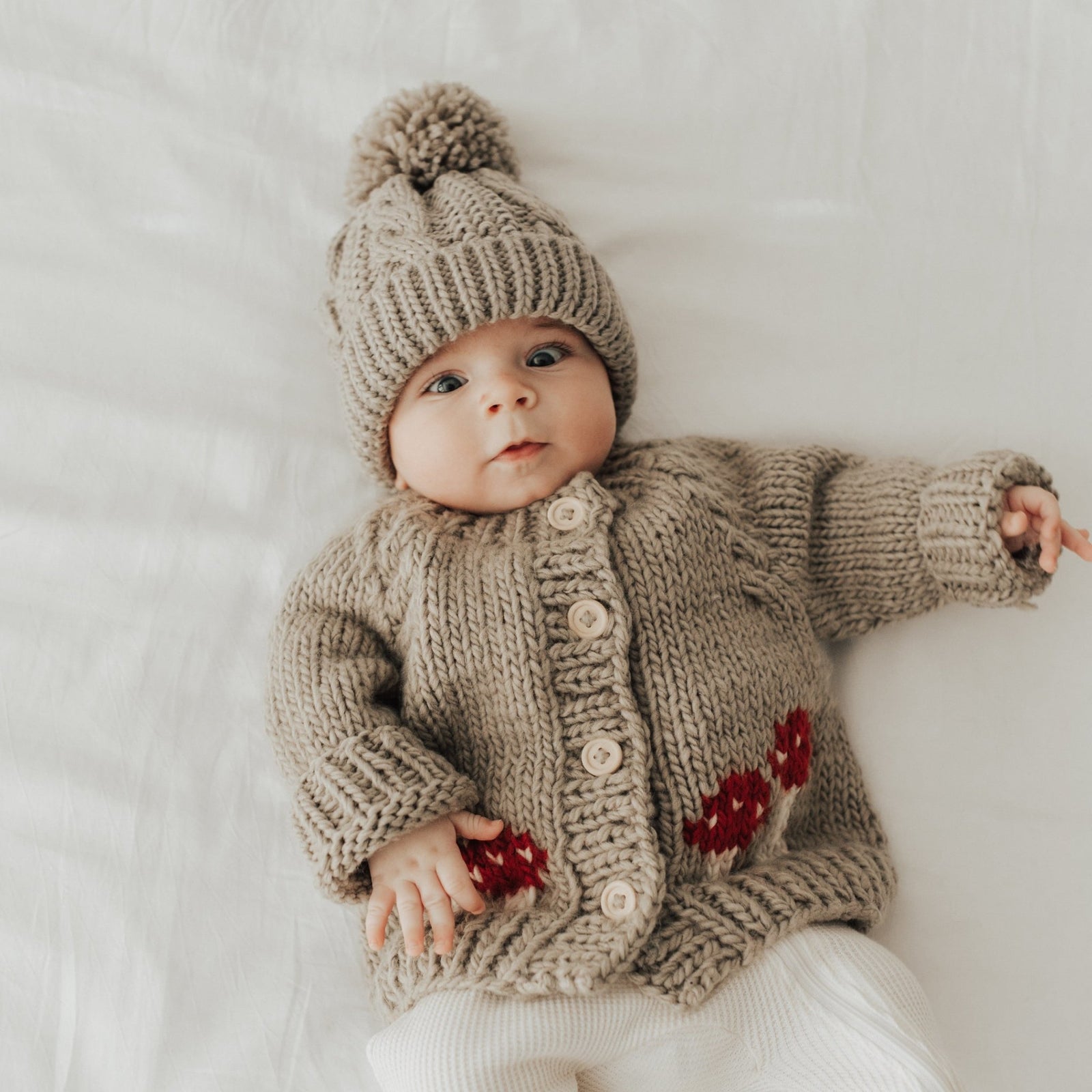 Mushroom Pebble Cardigan Sweater Baby Toddler Huggalugs