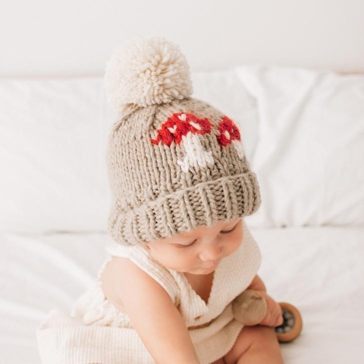 Mushroom Hand Knit Beanie Hat - Beanie Hats