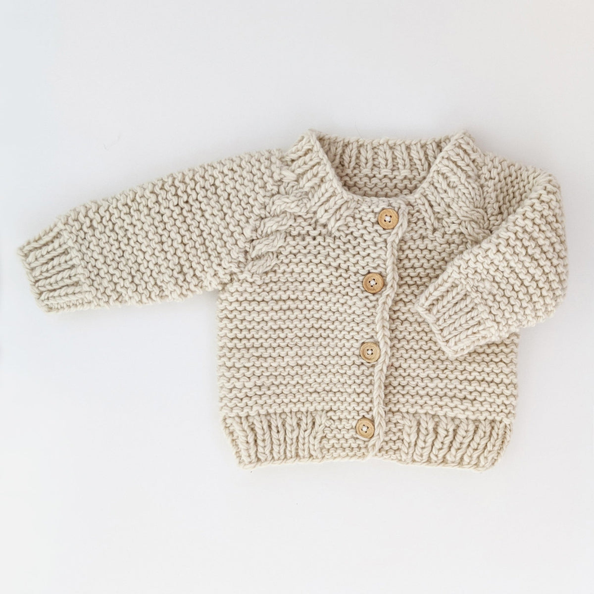 Natural Garter Stitch Cardigan Sweater - Sweaters