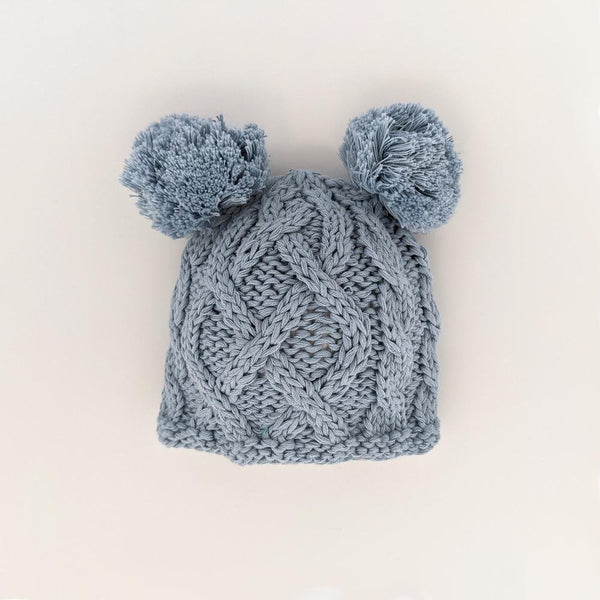 Oatmeal Double Pom Hat – Cutie Cate