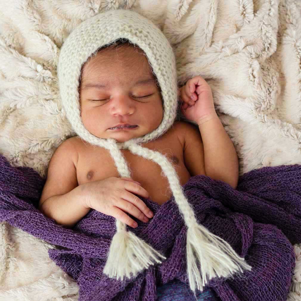 Newborn Beige Angora Knit Bonnet Infant - Huggalugs