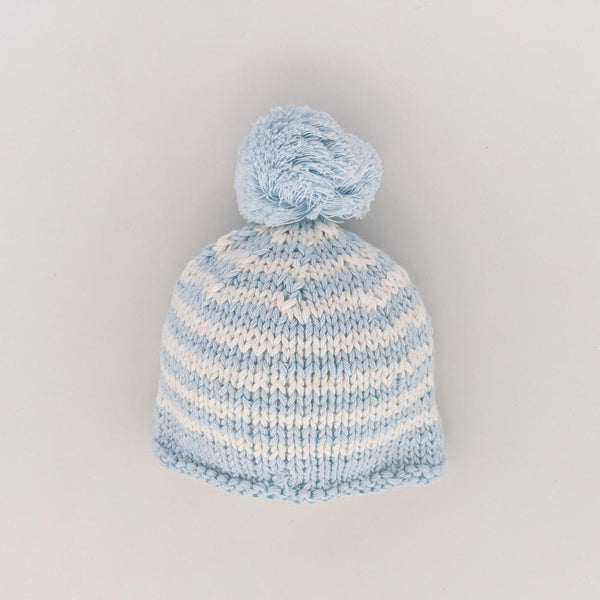 Grey Pop Pom Pom Beanie Hat for Babies thru Adults - Huggalugs