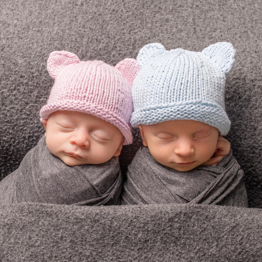 Newborn Blue Teddy Bear Beanie Hat - Newborn Knits