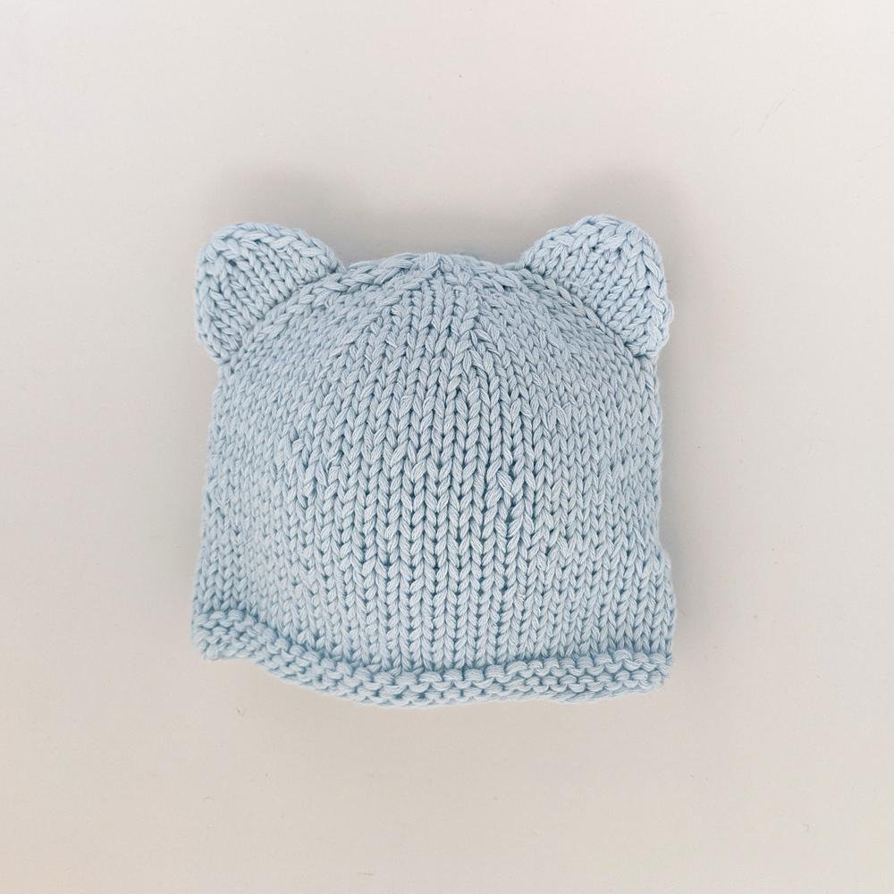 Newborn Blue Teddy Bear Beanie Hat - Newborn Knits