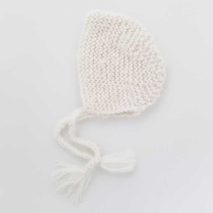 Newborn White Angora Knit Bonnet - Newborn Knits