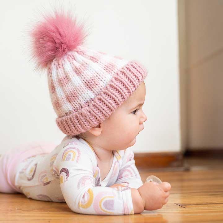 Huggalugs Grey Pop Pom Pom Beanie Hat M (6-24 Months)