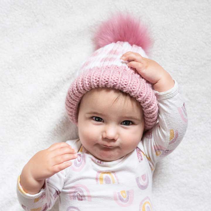 Rosy Pink Buffalo Check Pom Pom Beanie Hat - Beanie Hats