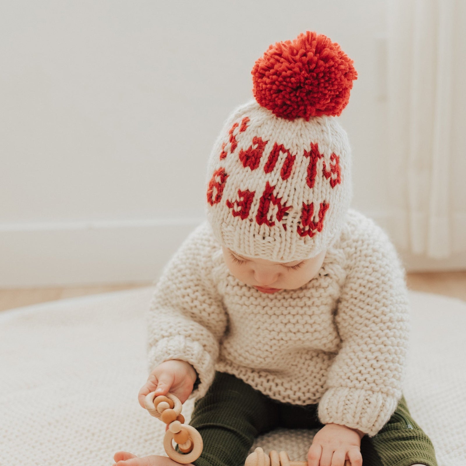 Santa Baby Hand Knit Beanie Hat Huggalugs