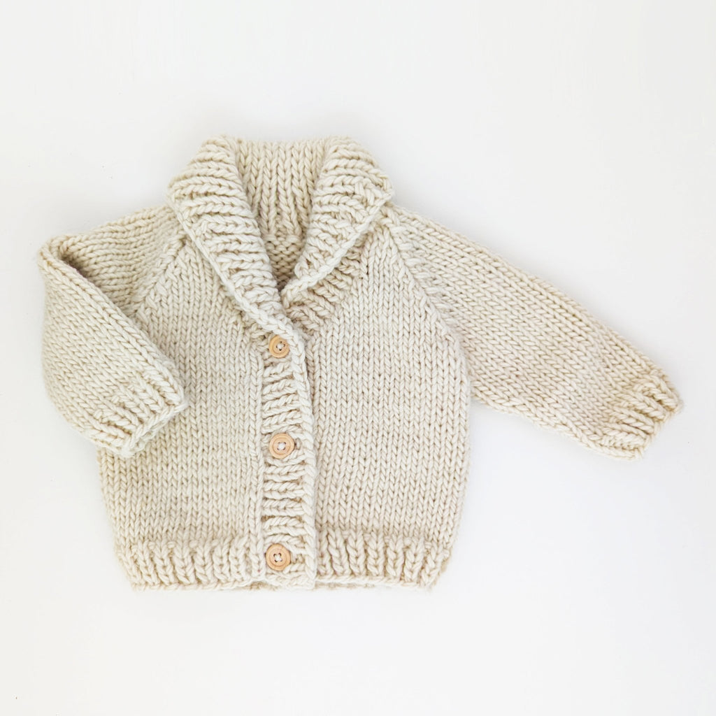 Shawl Collar Natural Cardigan Sweater for Baby Toddler Huggalugs