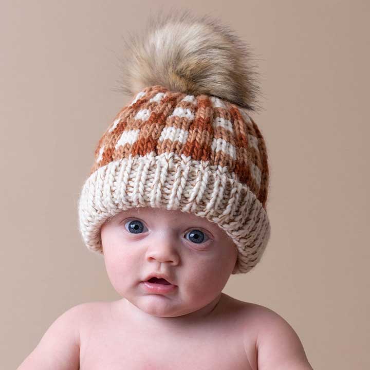 Sienna Buffalo Check Pom Pom Beanie Hat - Beanie Hats