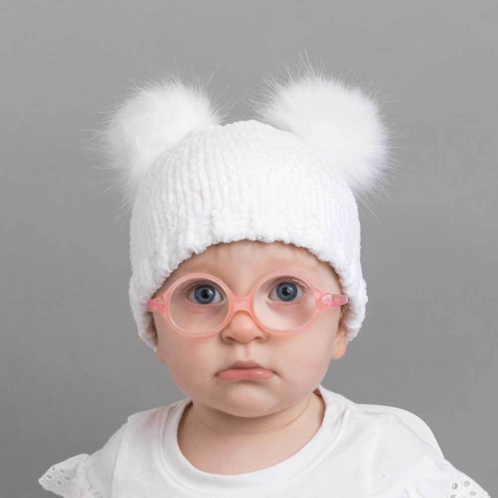 Snowy White Chenille Beanie Hat for Babies, Toddlers & Kids