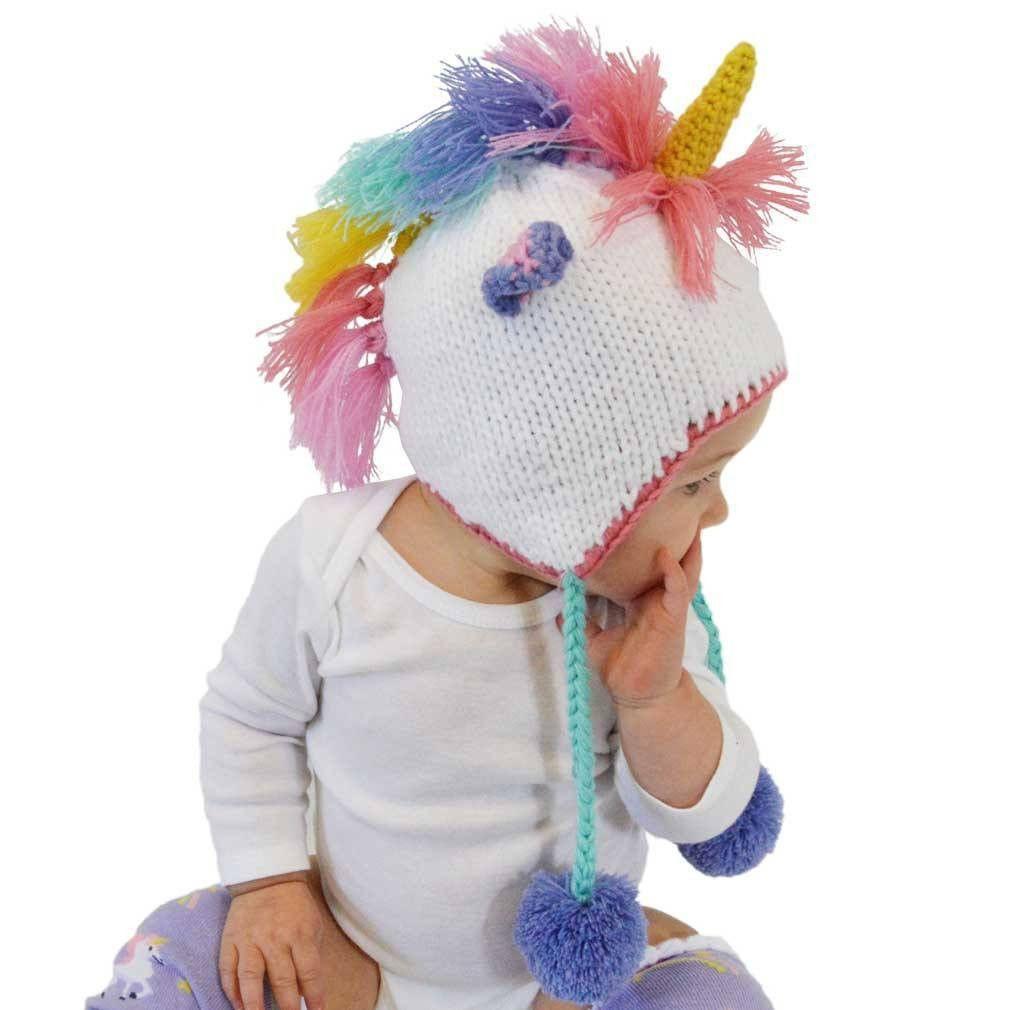 Unicorn Pastel Earflap Beanie Hat Huggalugs