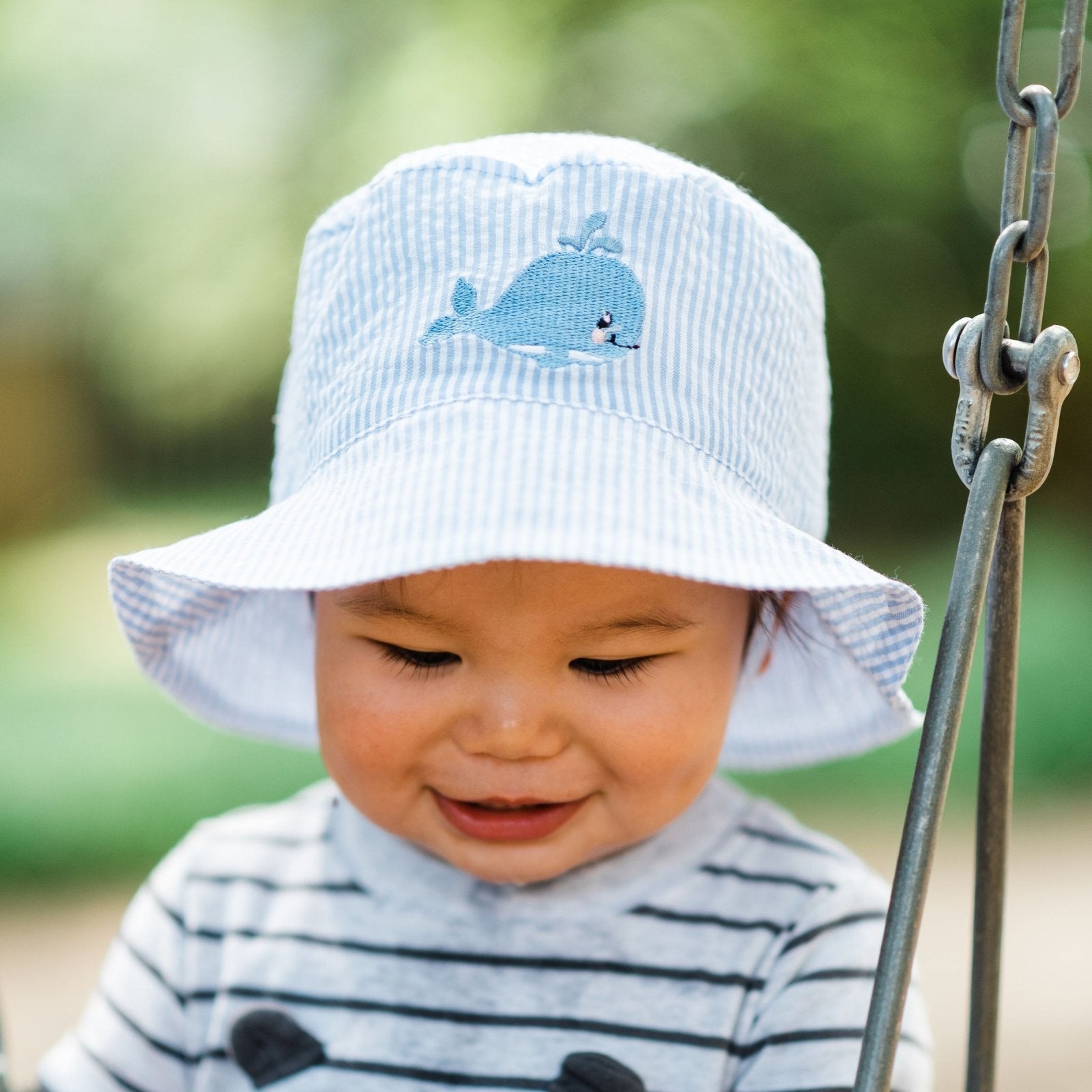 Lobster UPF 25+ Chambray Bucket Hat for Babies and Toddlers - Huggalugs