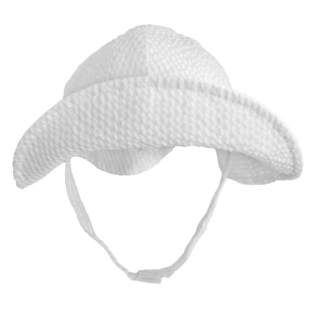 White Seersucker UPF 25 Sunhat for Babies Toddlers Huggalugs