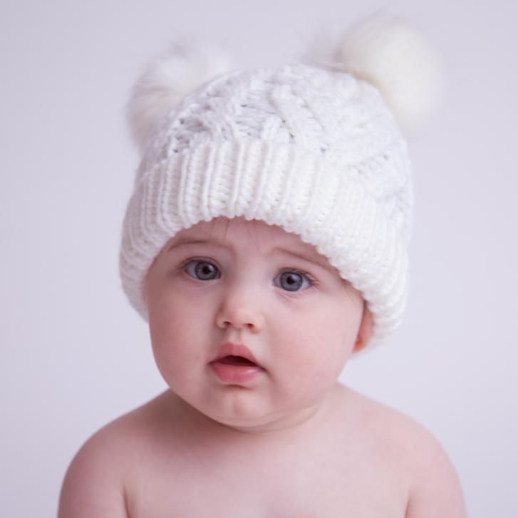 Winter White Fluffer Beanie Hat for Babies, Toddlers & Kids