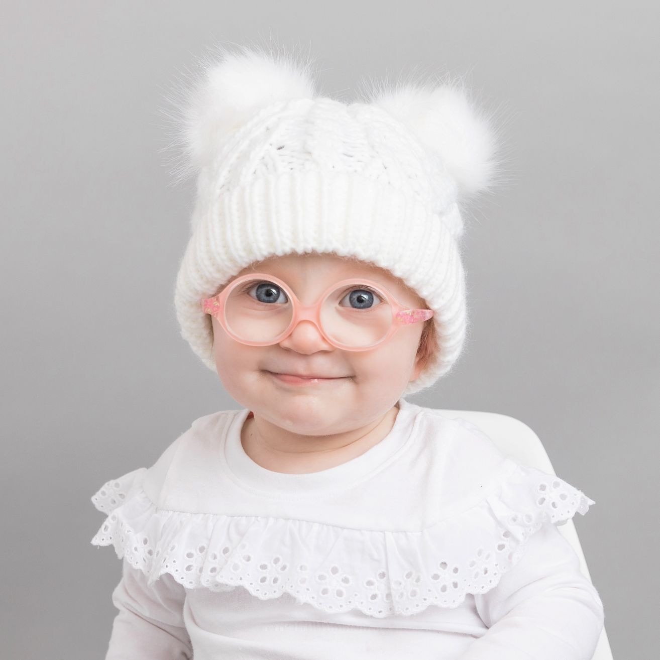 Winter White Fluffer Beanie Hat for Babies Toddlers Kids Huggalugs